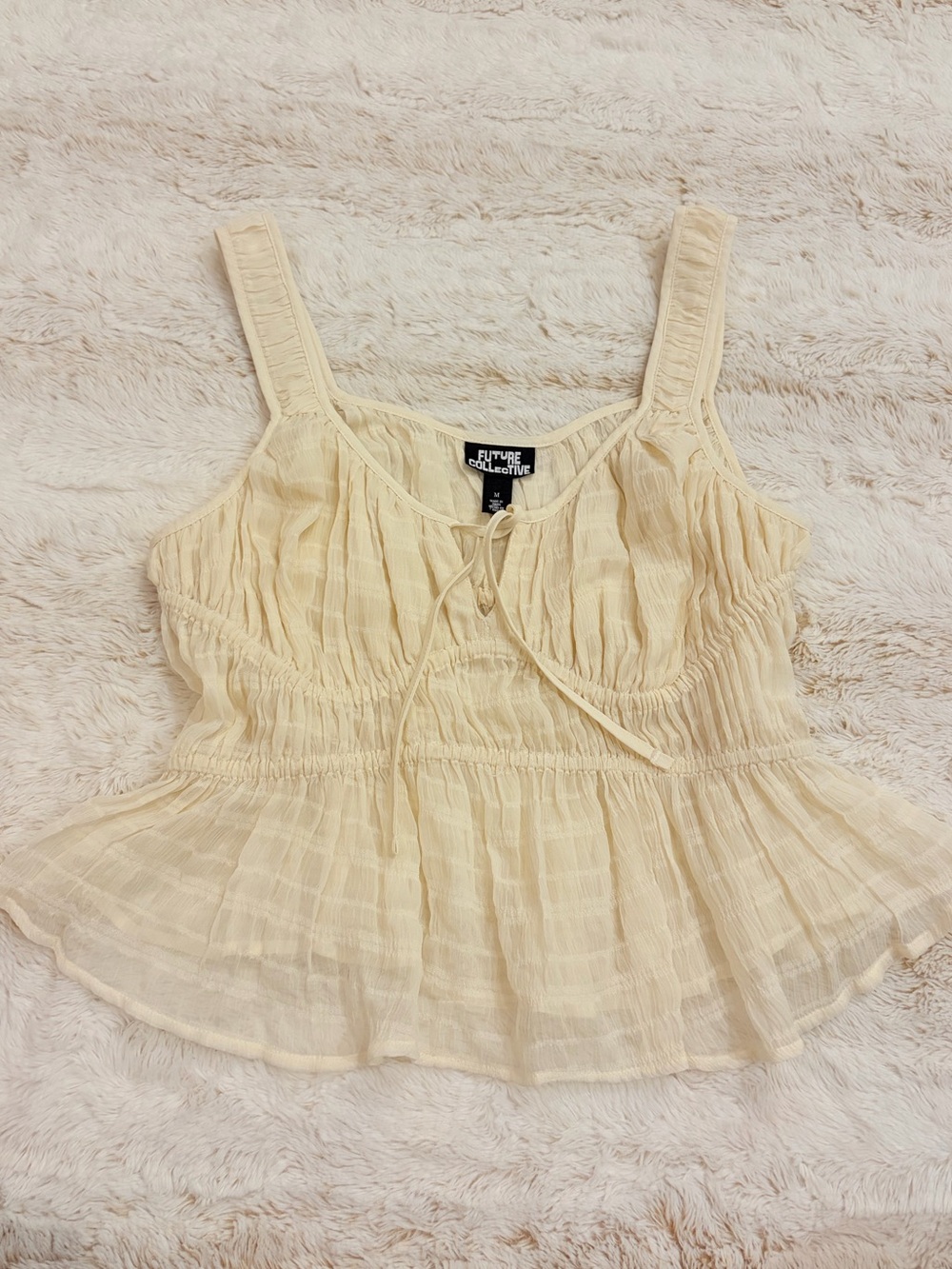🤍 Future Collective Euro Summer Sheer Peplum Tank | Boho Coquette Cottagecore